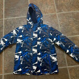 ~~YOUTH BOYS MOO AI BEI LIGHT FLANNEL LINED JACKET BLUE/GRAY/WHITE 150(10-12 US)